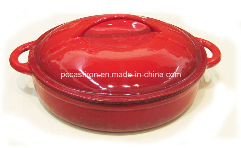 Hot Sale Red Enamel Cast Iron Braising Casserole Size 30X6cm