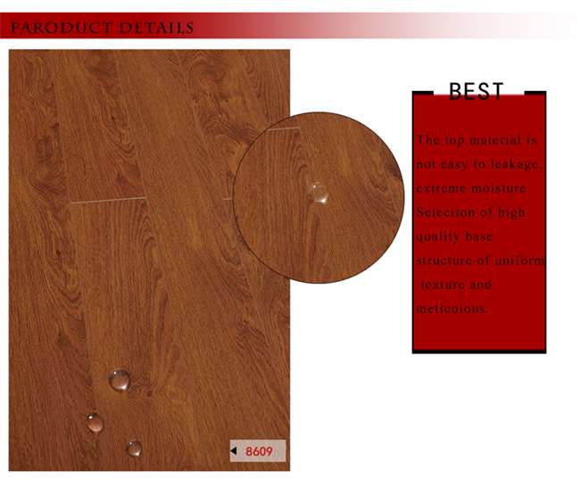 Vinyl Plank 12.3mm E0 AC4 Wooden Walnut V-Grooved Wood Laminate Floor