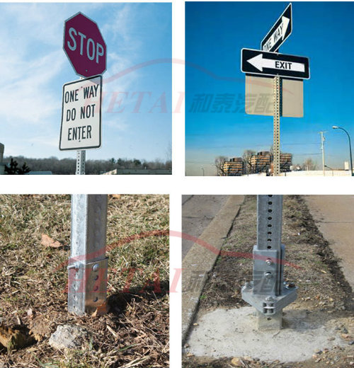 12 Gauge Thickness Perforated Steel Sign Post for Street