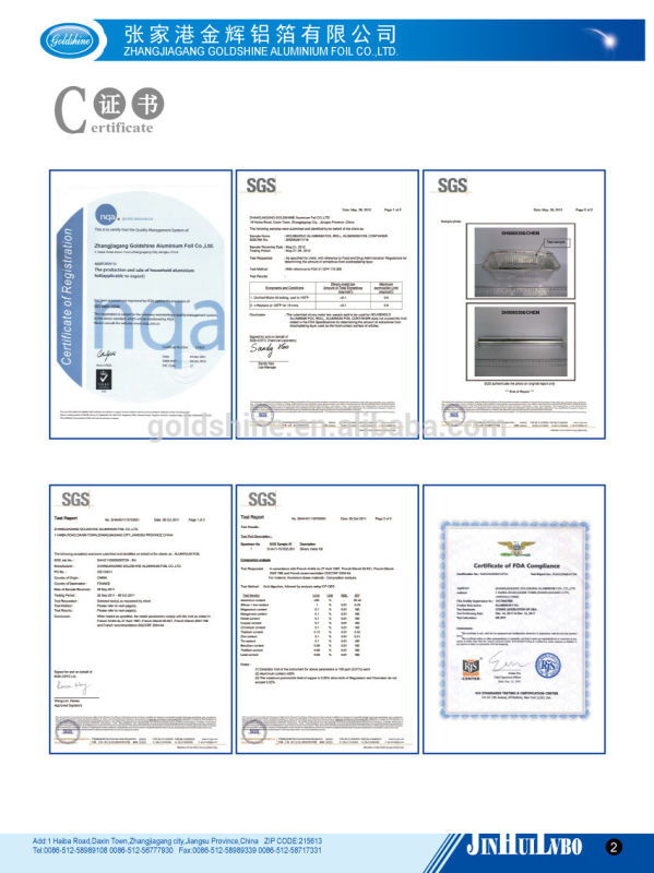 Food Use and Printed Treatment Household Aluminum Foil