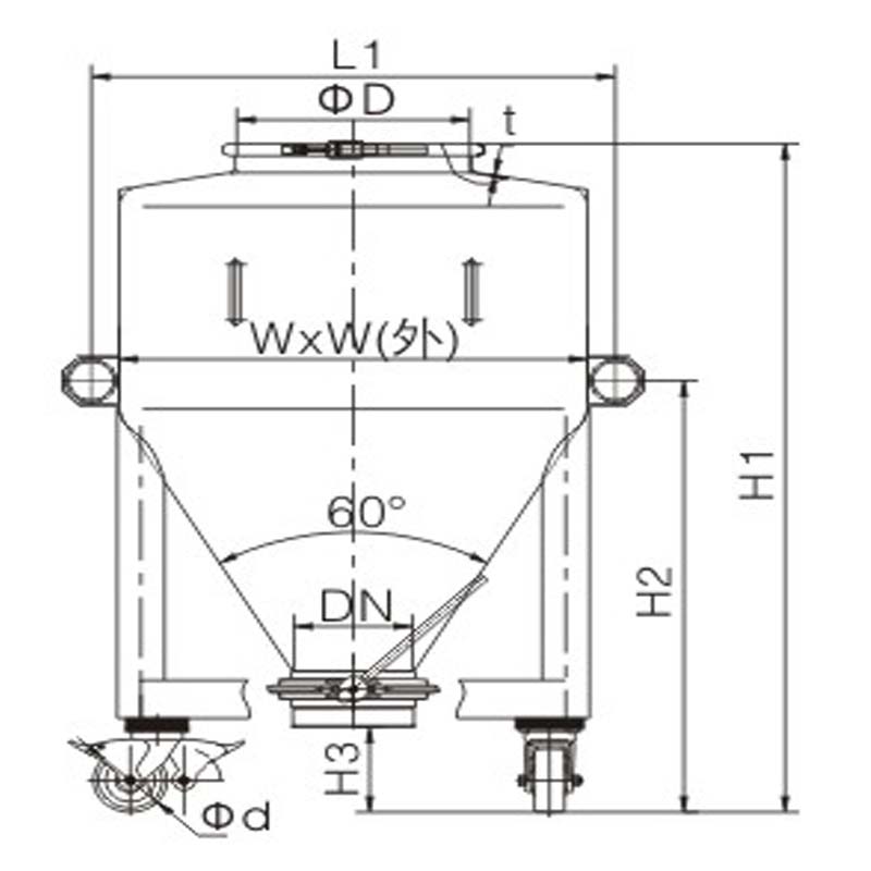 Rlh Series Stainless Steel Mobile Rotary Mixing Hopper