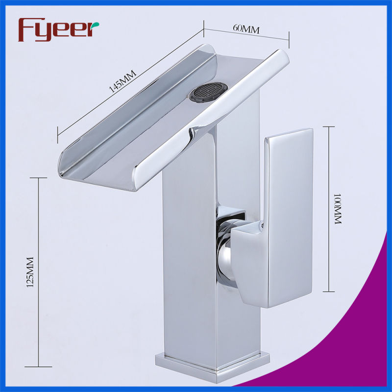 Fyeer Bathrooom Uncovered Waterfall Single Handle Chrome Basin Faucet Mixer Tap