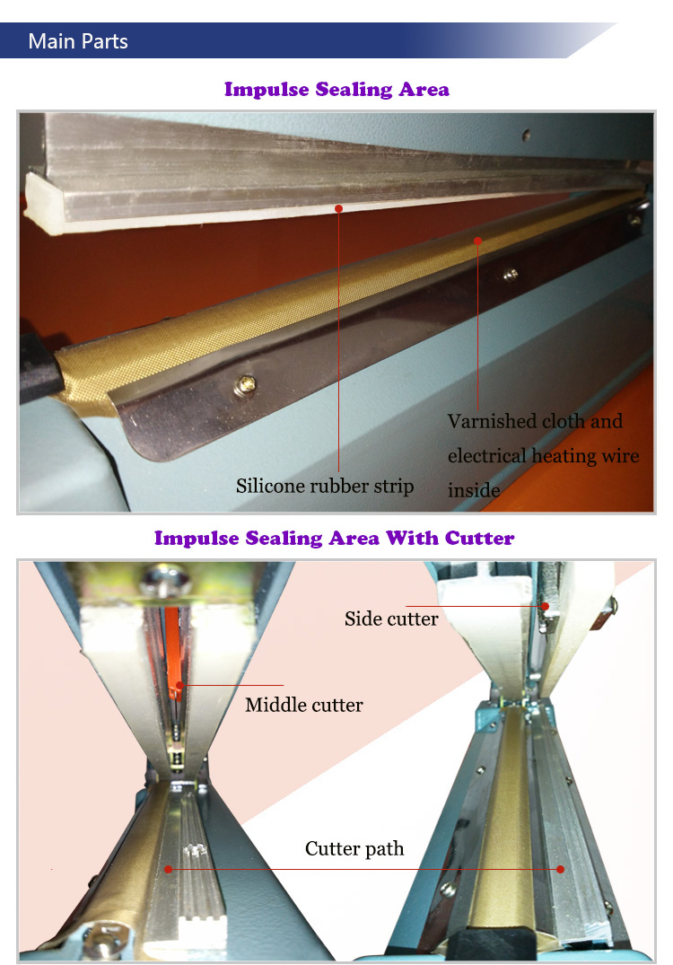 Hand Sealing Machine with Cutter and Roller Film Platform for Packing Bags Seal and Cut