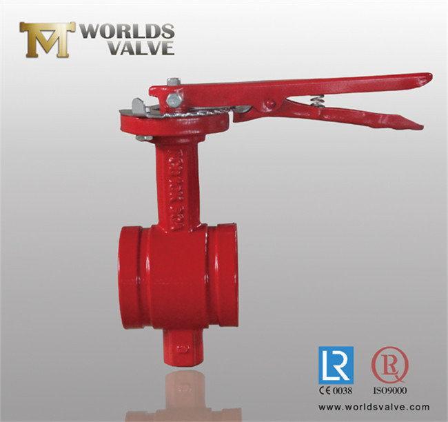 Red Colour Grooved Wafer Butterfly Valve