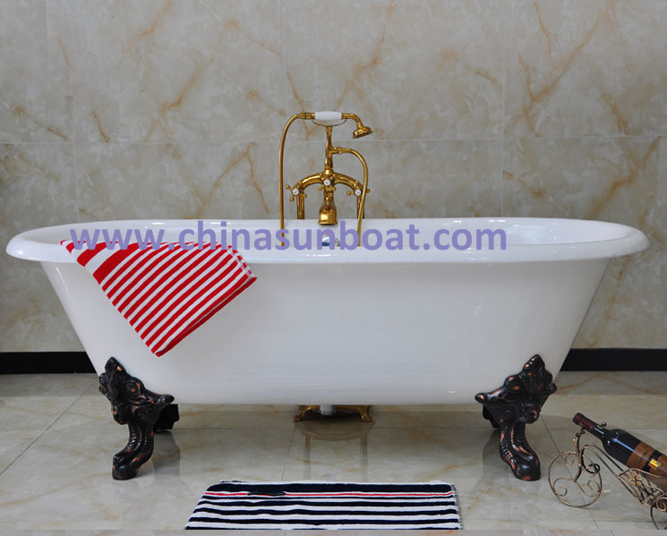 Sunboat Freestanding Bathtub / Enamel Cast Iron Bathtub / European Large Tub / Bathtub