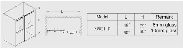 Frameless Sliding Shower Screen with 304#SUS Hardware (A-KW021-D)