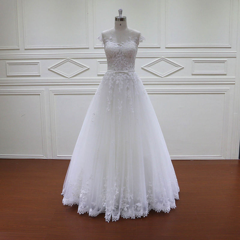 Floor Length French Lace A-Line Bridal Gowns