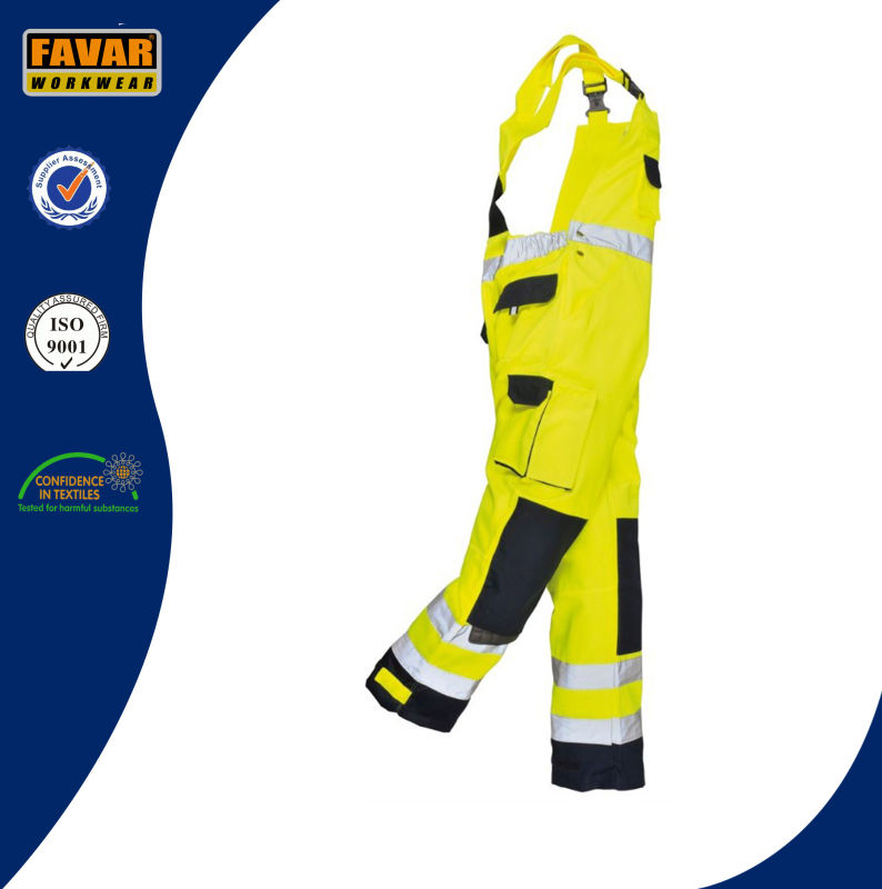 Mechanic High Vis Reflective Tape Coverall Work Wear Bib Brace Overall