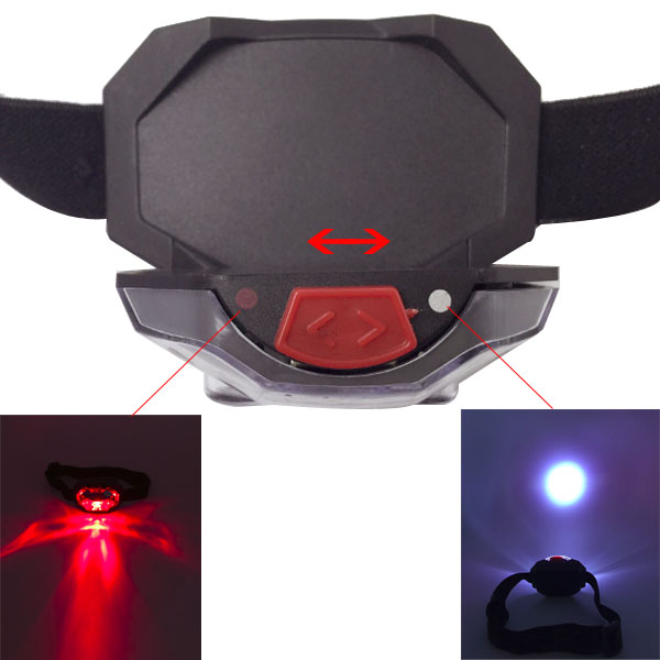 T03 1red LED + 2 LED Plastic Headlamp Traillight Camping Light Head Torch 3*AAA Battery Support Light