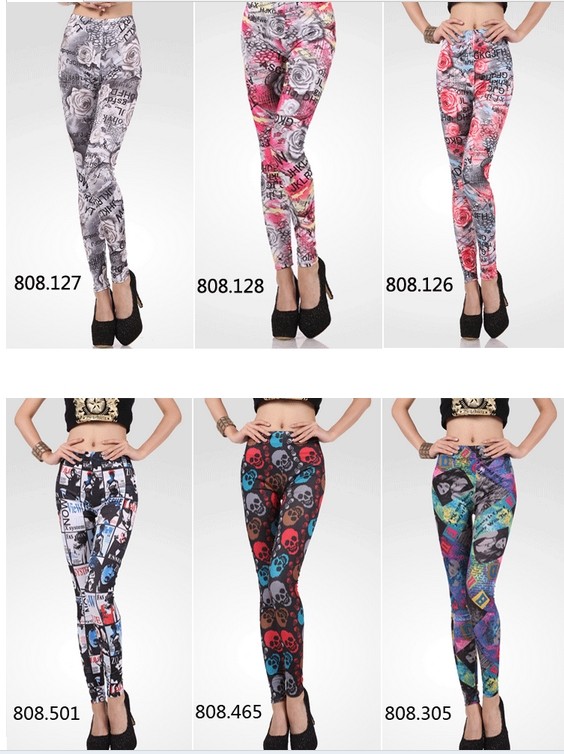 New Fashion Pattern Women 3D Print Stretchy Leggings (82230)