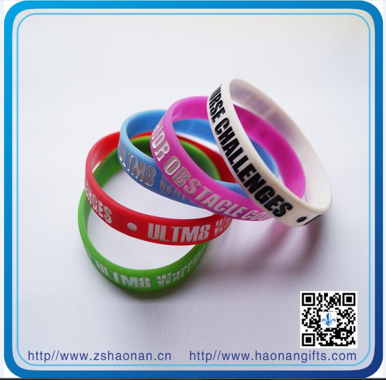 Debossed Silicone Bracelets Wristbands 1/2 Inch Band for Promotion Gifts