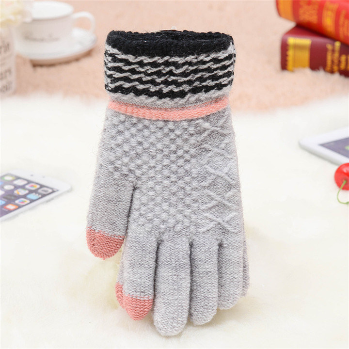 Custom Wholesale Warm Winter Women Man Acrylic Knit Snowboard Fashion Gloves