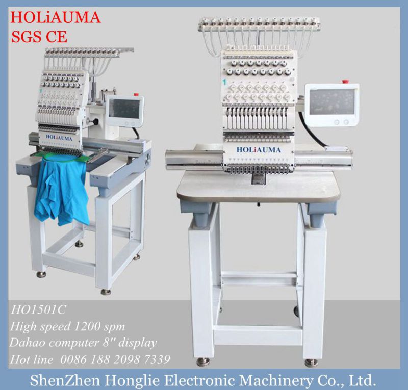 Single Head 15 Color High Speed Computerized Embroidery Machine for 3D Cap T-Shirt Flat Embroidery