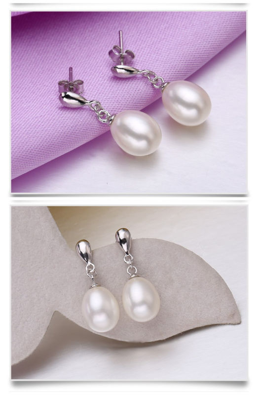 Fashion Jewelry Bracelet and Necklace Pearl Set 7-8mm Drop Natural 925 Silver Clasp Freshwater Pearl Set