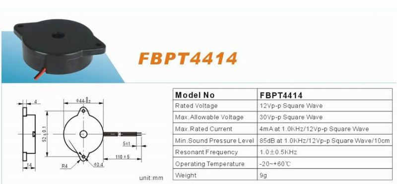 ABS Loud Piezo Sound Buzzer 12V with Lead Wire