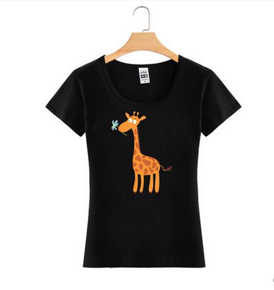 Giraffe Printing Fashion Custom Cotton Wholesale Girl Tee T Shirt