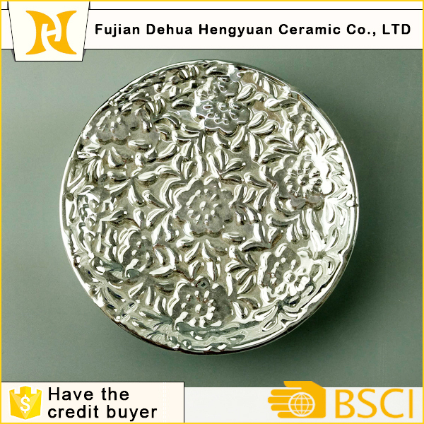 Electroplating Silver porcelain Plate for Home Decrotion