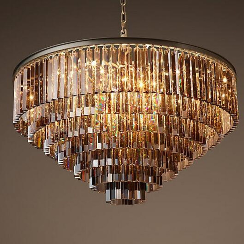 European Simple Hotel Decorative Amber LED Modern Crystal Chandelier Lighting