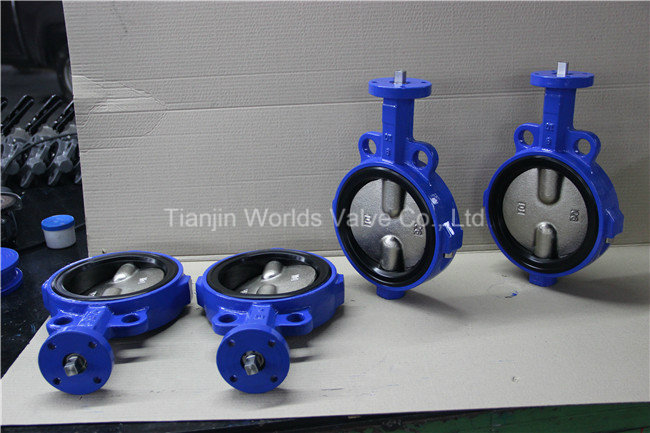 Rubber Liner Wafer Butterfly Valve with 2 PCS Split Body