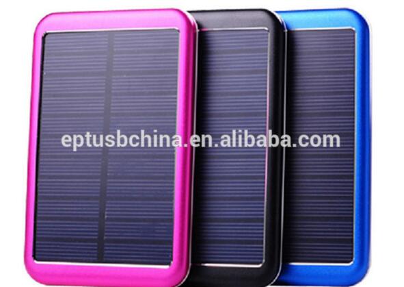 5000mAh Waterproof Solar Power Bank Alluminum Solar Mobile Charger