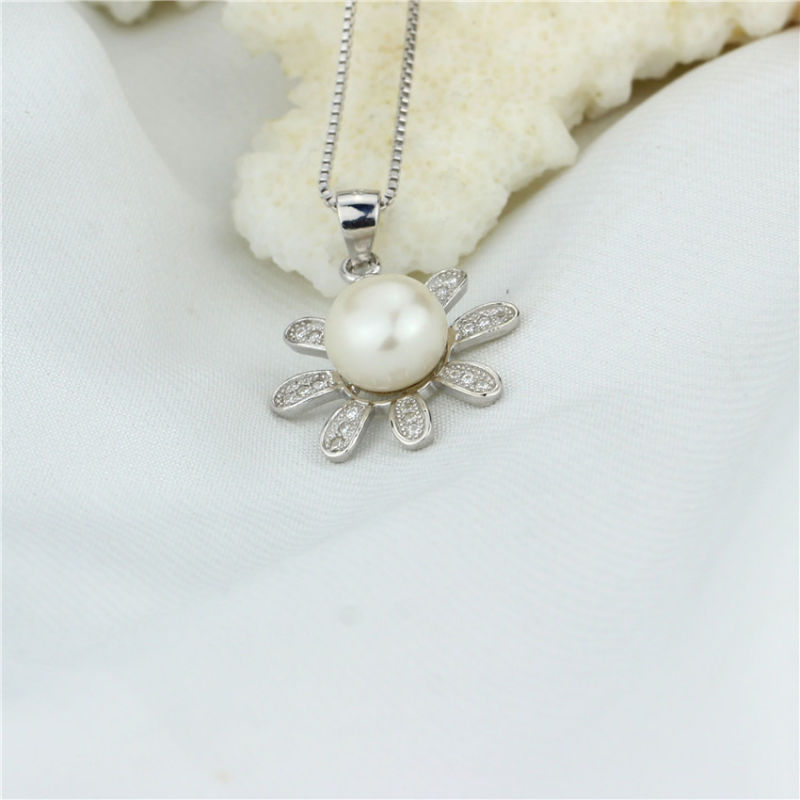 Snh 9mm White Button Real Pearl Pendant