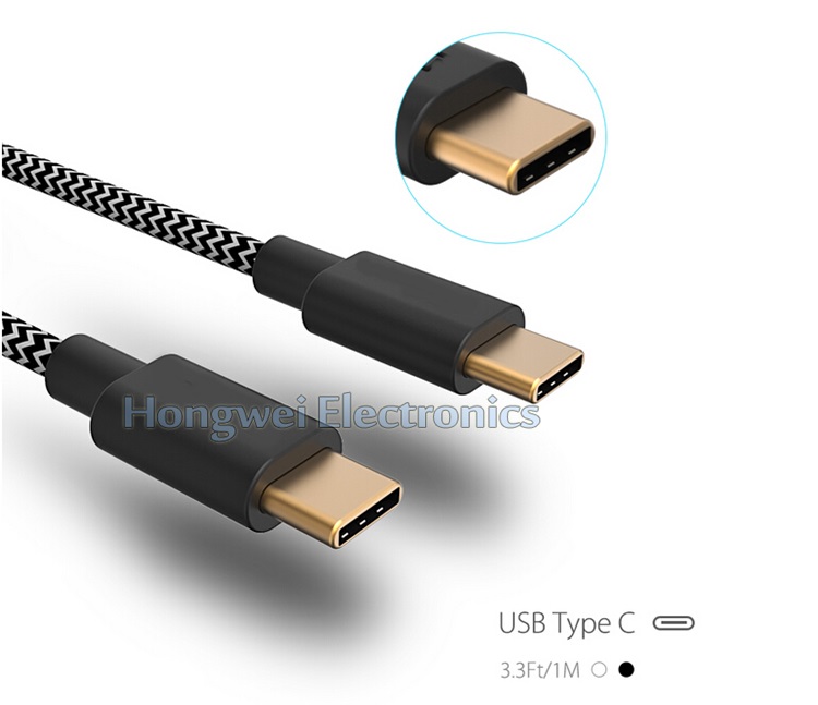 USB3.1 Type C to C Nylon Fabrics Braided Charger and Data Sync USB Cable