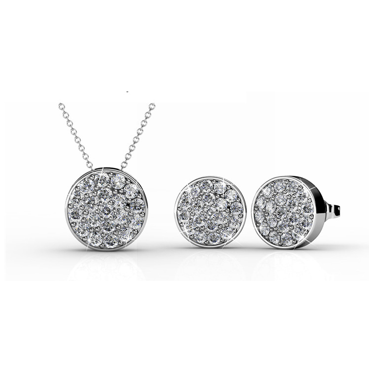 Destiny Jewelry Crystal From Swarovski Set Round Pendant AMD Earrings Crystal Set