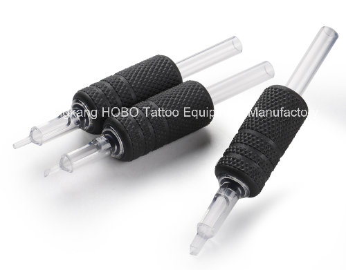 Newest Silicone Rubber Disposable Black Tattoo Grips with Clear Tips