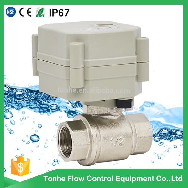 2 Way Dn15 Nickel Plated Brass Motorized Electric Water Ball Valve