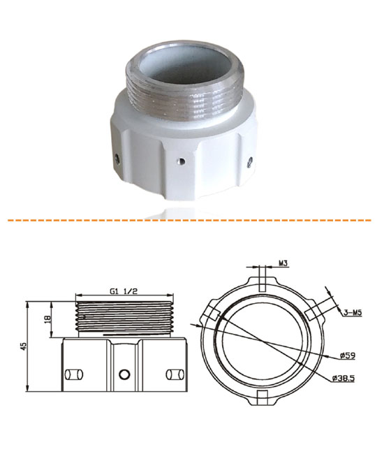 Aluminum Die Casting Connector, Adapter Ring for CCTV Camera Housing