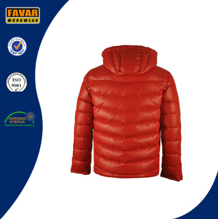 100%Polyester/Nylon Shell Fabric Windproof Down Jacket with Hood