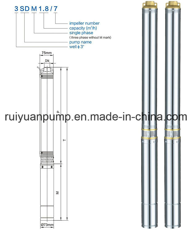 3 Inches Cheap Copper Wire High Quality Deep Well Pump Submersible Water Pompa (3SD)