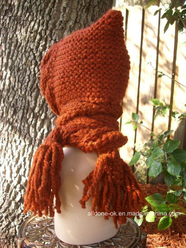 Made to Order Hand Knitted Hooded Scarf Shawl Made in China