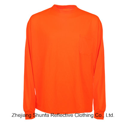 Orange Cheap Safety Reflective Long Sleeve Polo T Shirt