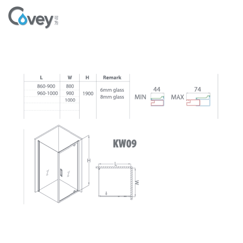 Hinge Door/ 6mm/8mm Tempered Glass Shower Room/Shower Cabin (A-KW09)