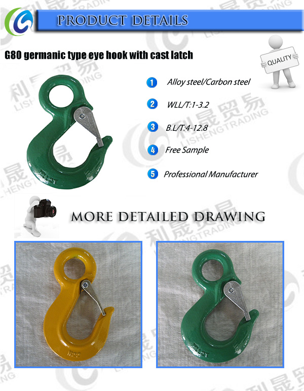 Eye Hook with Latch Lifting Hook Dimensions