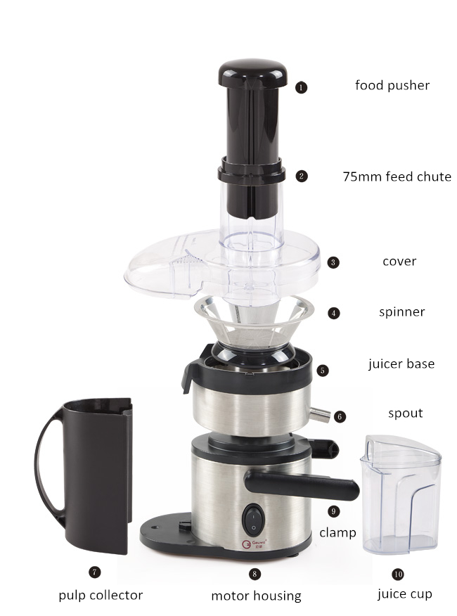 Geuwa CE Electric Vegetable and Fruit Centrifuge Juicer J19