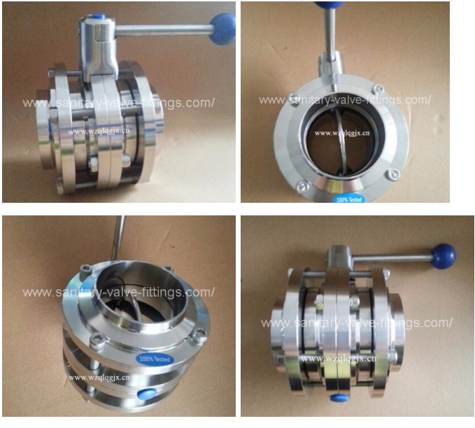 Sanitary Stainless Steel Manual Welded 3 Piece Butterfly Valve