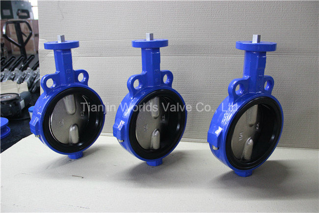 Rubber Liner Wafer Butterfly Valve with 2 PCS Split Body