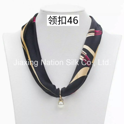 Ms Printed Silk Necklace Scarf