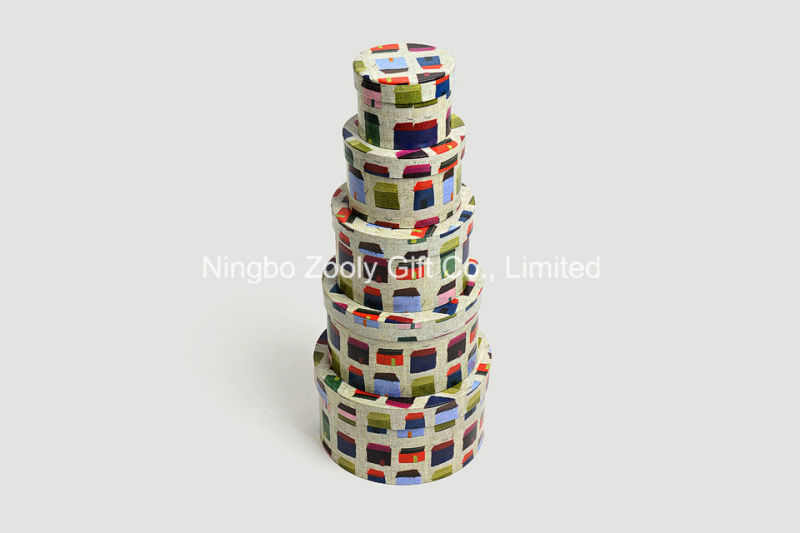 Design Round Shaped Printing Paper Gift Storage Box for Toys