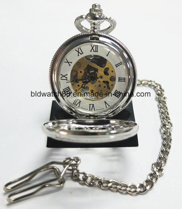 Fashion Ladies Pocket Watch Necklace Pendant Silver Tone