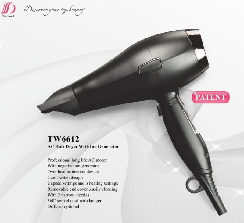 Colorful Durable Hair Dryer with 2 Narrow Nozzles Diffuser Optional