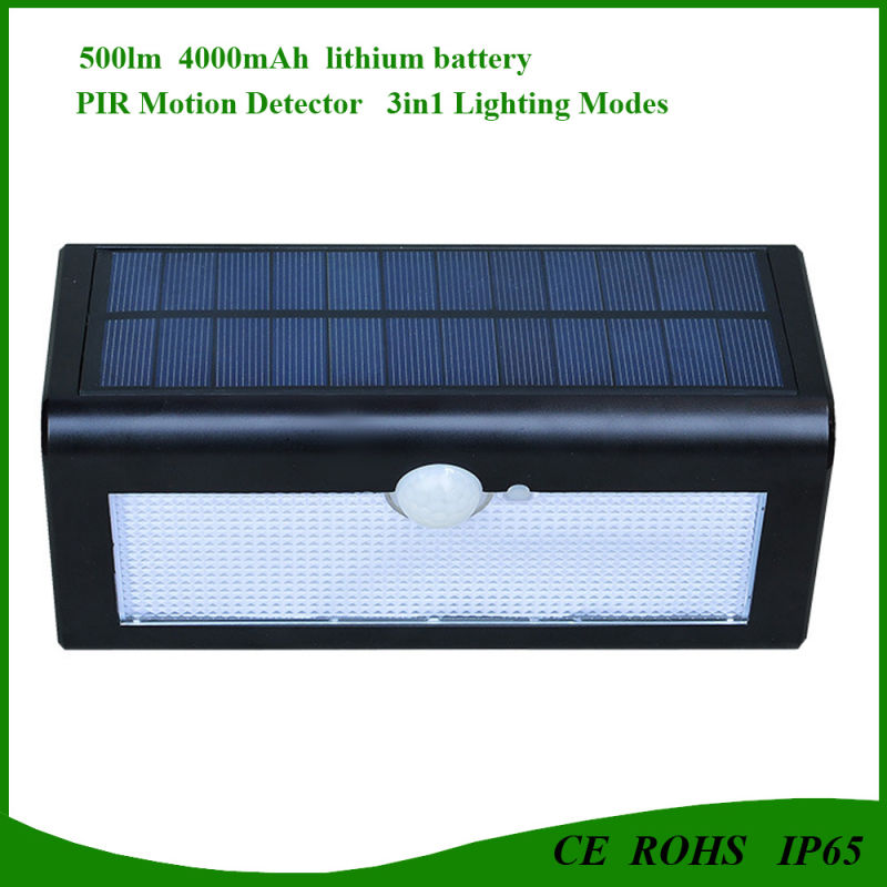 IP65 Outdoor Solar Garden Wall Light with PIR Motion Sensor