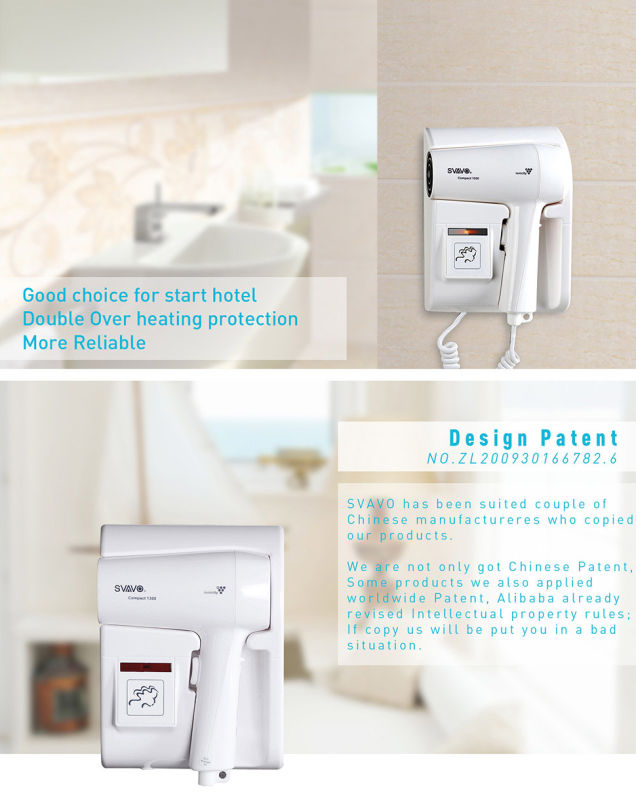 V-175 Hotel Wall Mounted Low Noise Hair Dryer Hair Blower