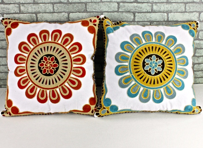 45X45cm Embroidery  Embroidery Cotton Cushion Cover (QCK-1502)