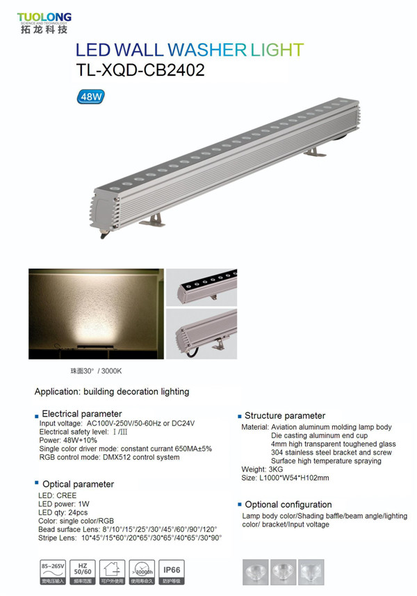 48W High Bright LED Wall Washer New Wall Light IP65 Tuolong Lighting