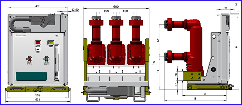 Pole Mounted 17.5kv-1250A 50Hz Vs1 Vacuum Circuit Breaker