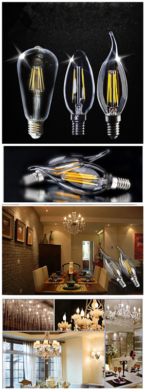 High Lumen E14 2W/4W 3000k or 6500k Filament LED Light Lamp