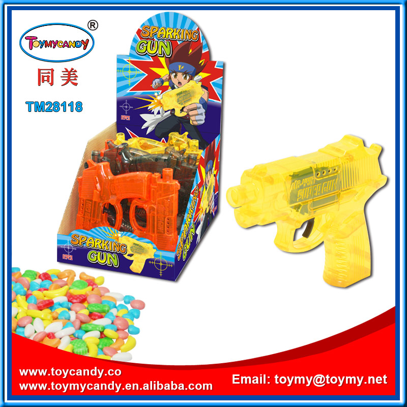 Plastic Flint Sparking Pistol Gun Toy with Candy